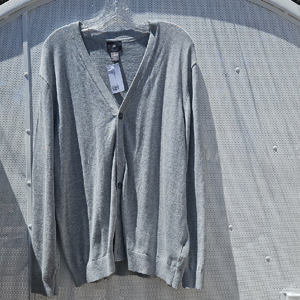 H&M Gray Cardigan Sweater V-Neck Knit